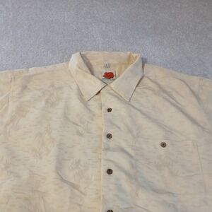 Banana Split USA Shirt Mens XLarge Yellow Floral Hawaiian Button Up short Sleeve